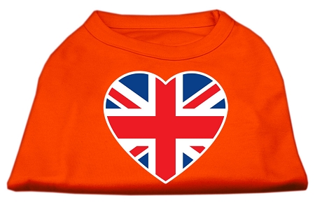 British Flag Heart Screen Print Shirt Orange XS